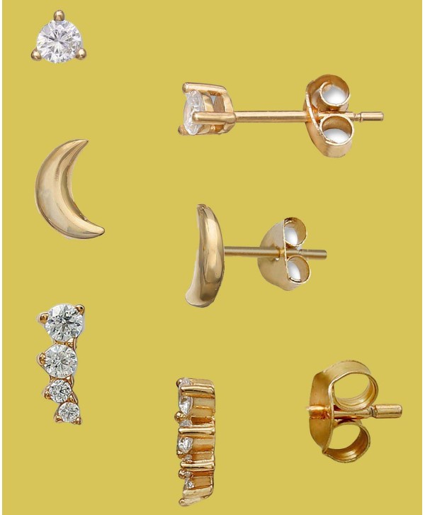 3-Pc. Set Cubic Zirconia Stud & Crawler Earrings in 18k Gold-Plated