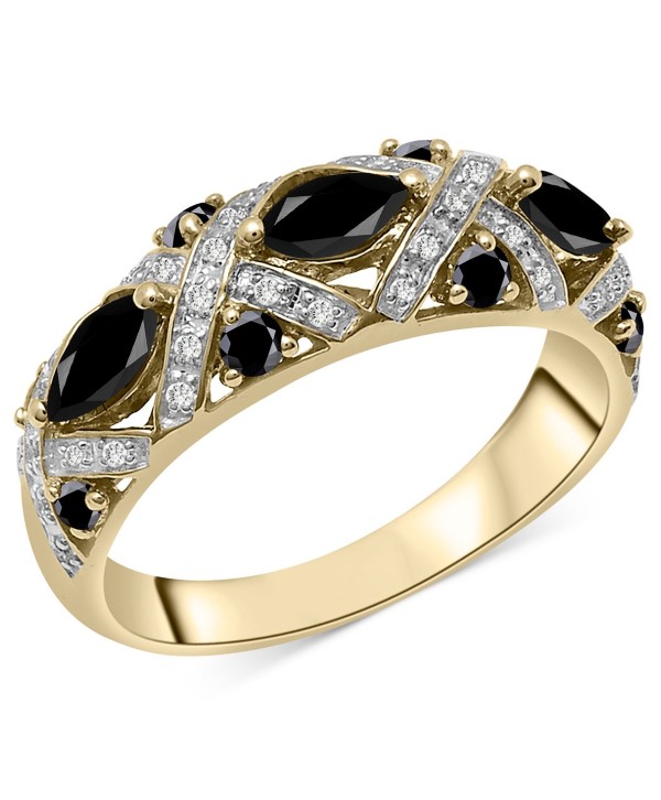 Onyx &  White Sapphire (1/20 ct. tw.) Cluster Statement Ring in 14k Gold-Plated