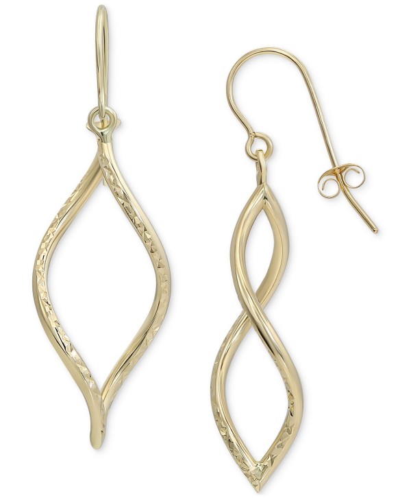 Textured Double Twist Drop Earrings in 10k Gold