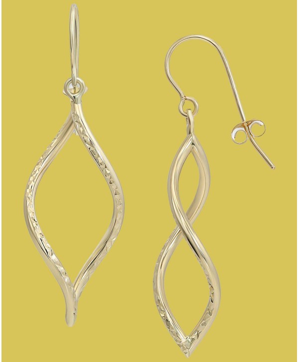 Textured Double Twist Drop Earrings in 10k Gold