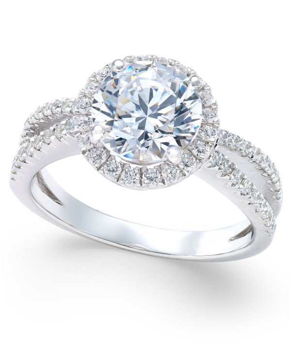 Cubic Zirconia Rounded Split Shank Ring