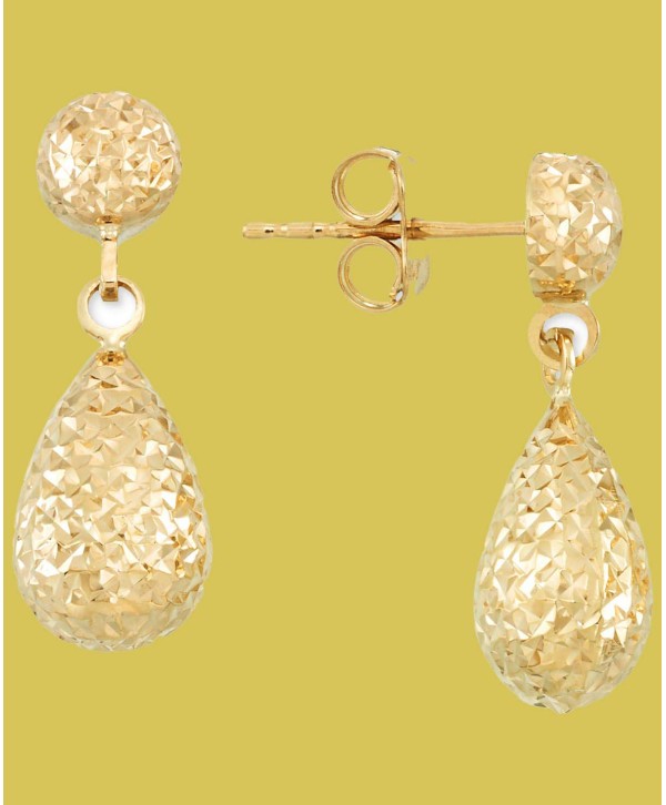 Textured Teardrop Drop Earrings in 14k Gold