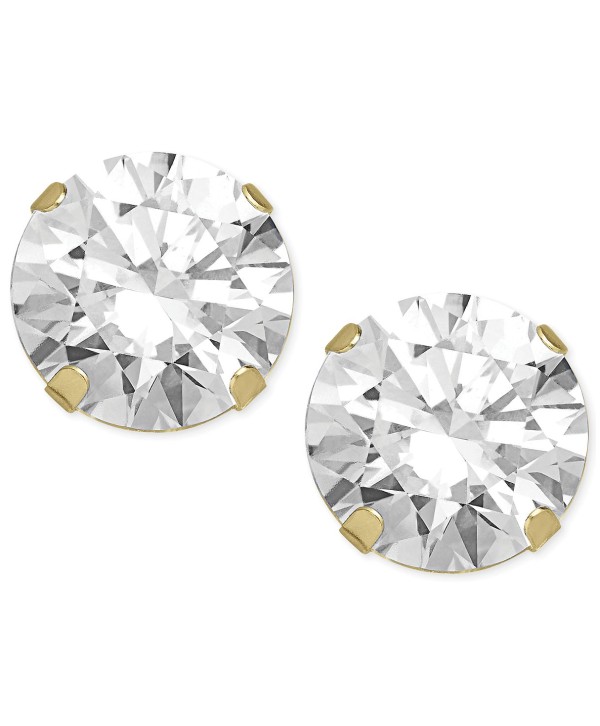 Cubic Zirconia Round Stud Earrings in 14k Gold or 14k White Gold