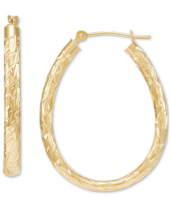 Diamond-Cut Oval Hoop Earrings in 14k Gold, 28mm