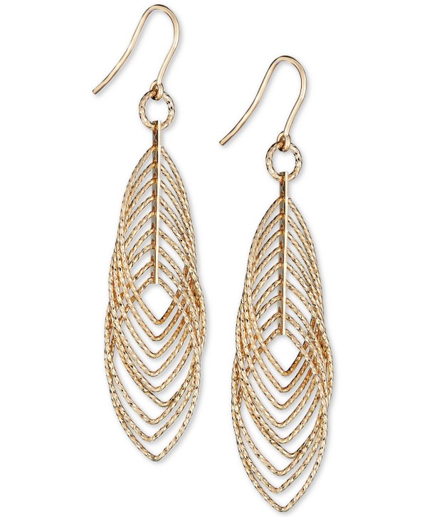 Textured Marquise Multi-Ring Drop Earrings in 14k Gold-Plated