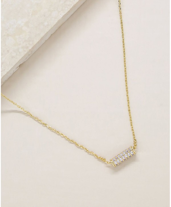 Crystal Cylinder Bar Necklace