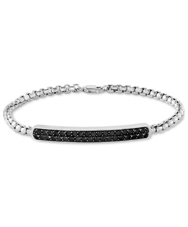 Men's Black Spinel Cluster Box Link Bracelet