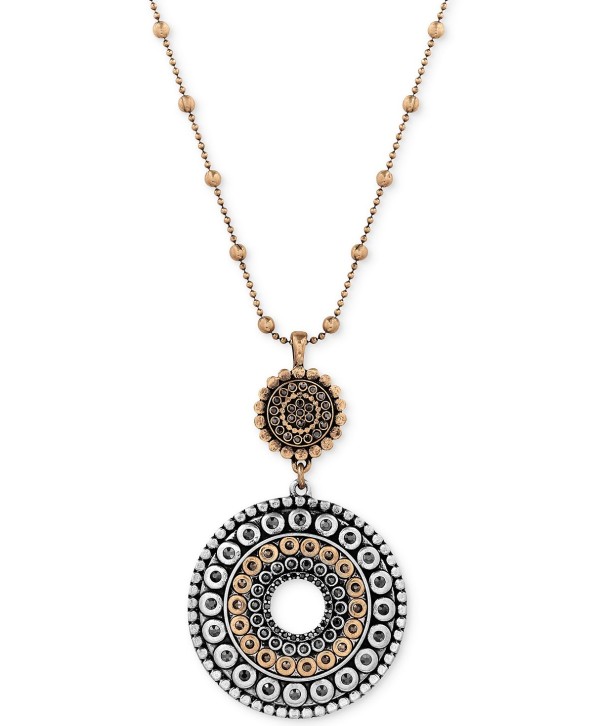 Two-Toned Decorated Disc Pendant Necklace