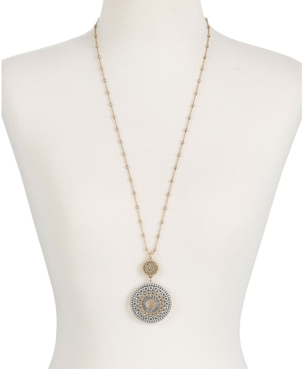 Two-Toned Decorated Disc Pendant Necklace