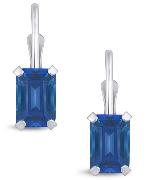 Gemstone Leverback Earrings in 10K White Gold