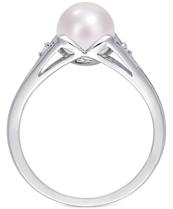 Cultured Freshwater Pearl (7mm) & Diamond Accent Heart Shoulder Ring