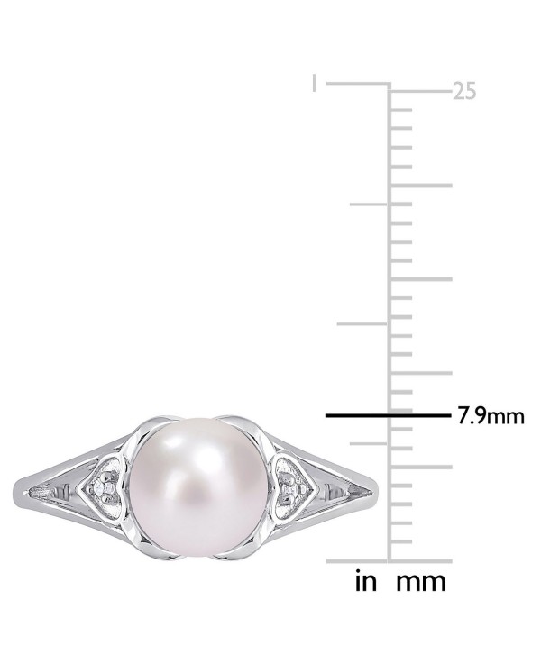 Cultured Freshwater Pearl (7mm) & Diamond Accent Heart Shoulder Ring