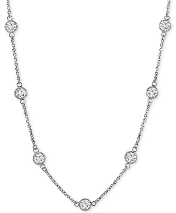 Cubic Zirconia Bezel-Set Necklace in 18k Gold-Plated