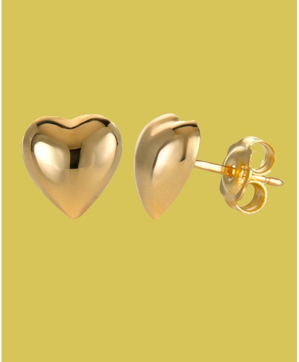 Dimensional Heart Stud Earrings in 10k Gold