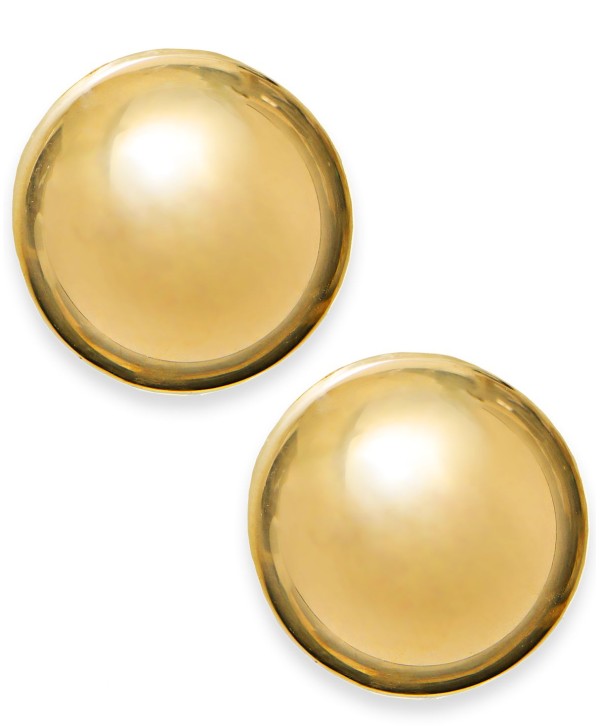 14k Gold Earrings, 12mm Domed Ball Stud Earrings