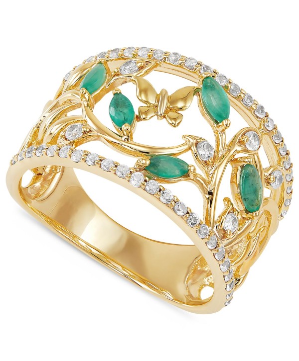 Emerald (3/8 ct. t.w.) & White Topaz (1/2 ct. t.w.) Openwork Ring in 14K Gold-Plated Sterling Silver