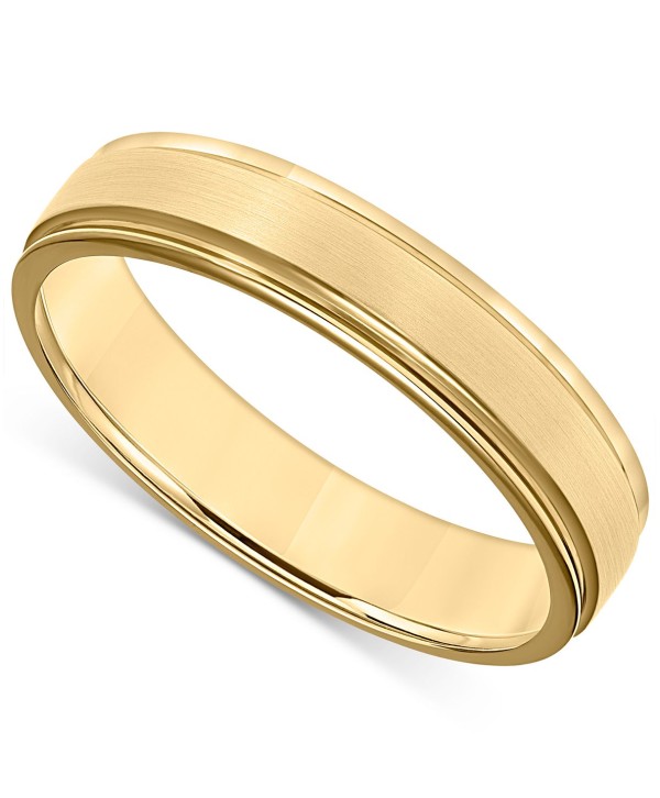 Men's Satin Finish Beveled Edge Band in 18k Gold-Plated