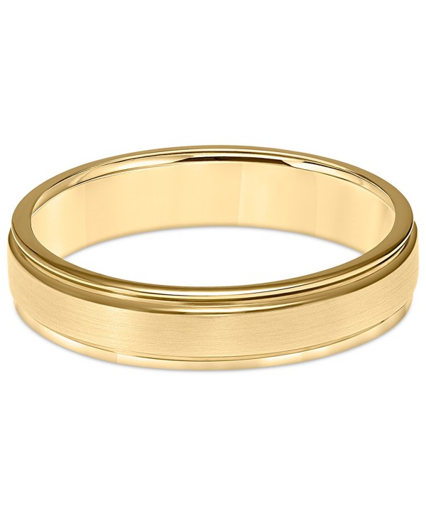 Men's Satin Finish Beveled Edge Band in 18k Gold-Plated