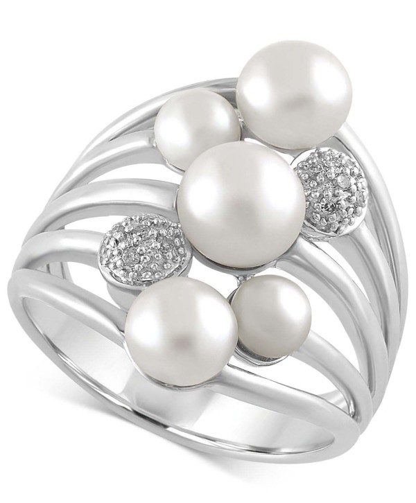 Cultured Freshwater Pearl (4mm-6.5mm) and Diamond Accent Ring