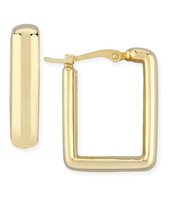 Square Hoop Earrings Set in 14k Yellow Gold