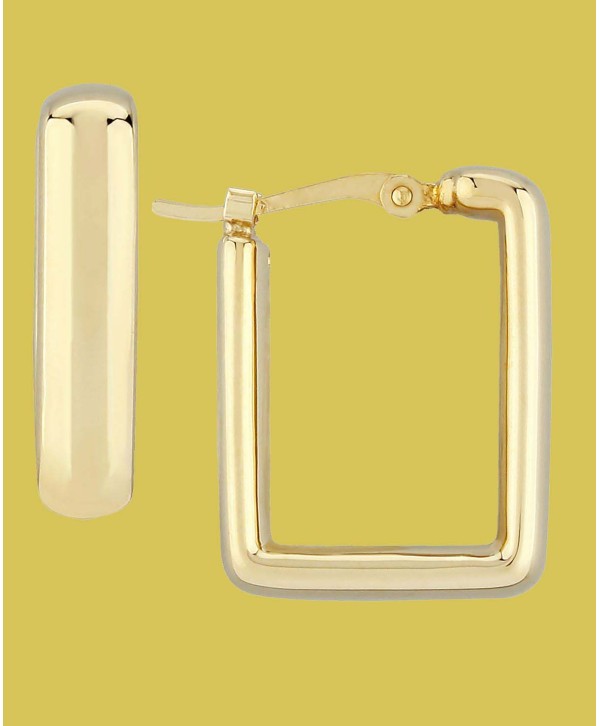 Square Hoop Earrings Set in 14k Yellow Gold