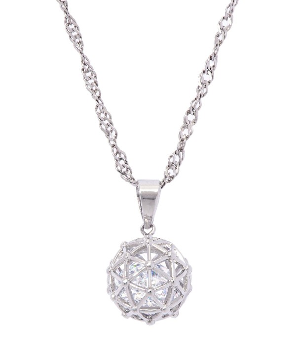 Cubic Zirconia Ball Pendant Necklace 16