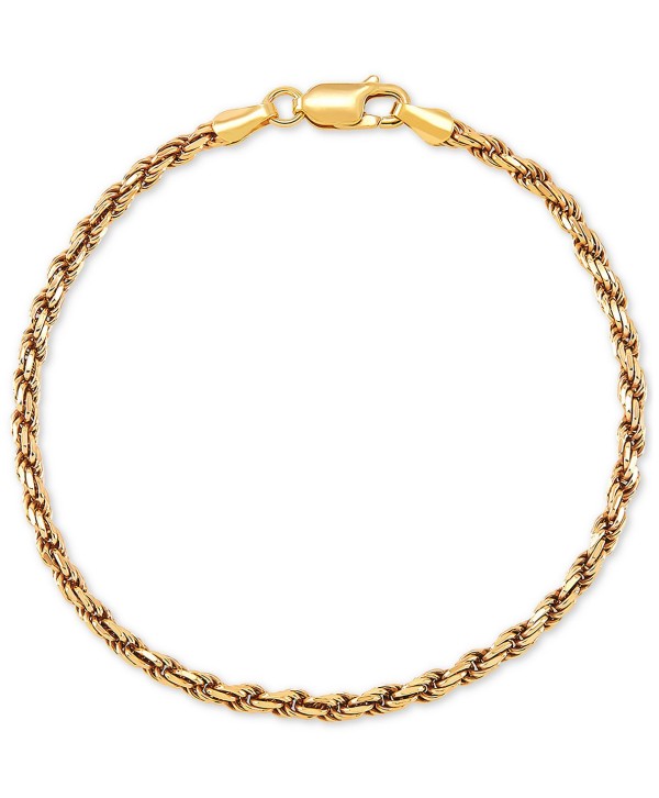 Rope Link Chain Bracelet (2-5/8mm) in 18k Gold-Plated