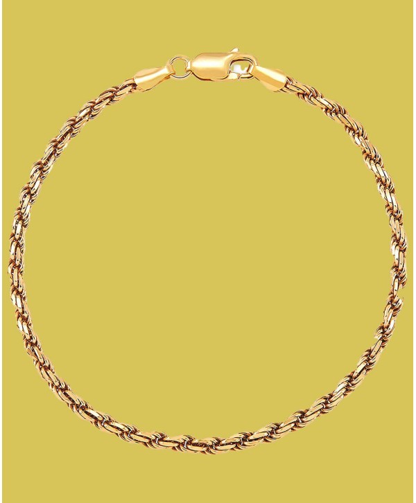 Rope Link Chain Bracelet (2-5/8mm) in 18k Gold-Plated