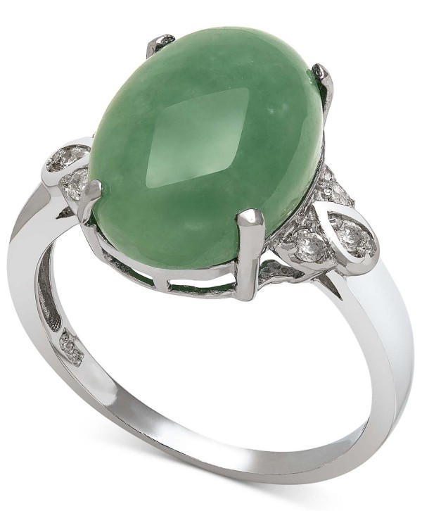 Dyed Jade (10mm) and Diamond (1/10 ct. t.w.) Ring