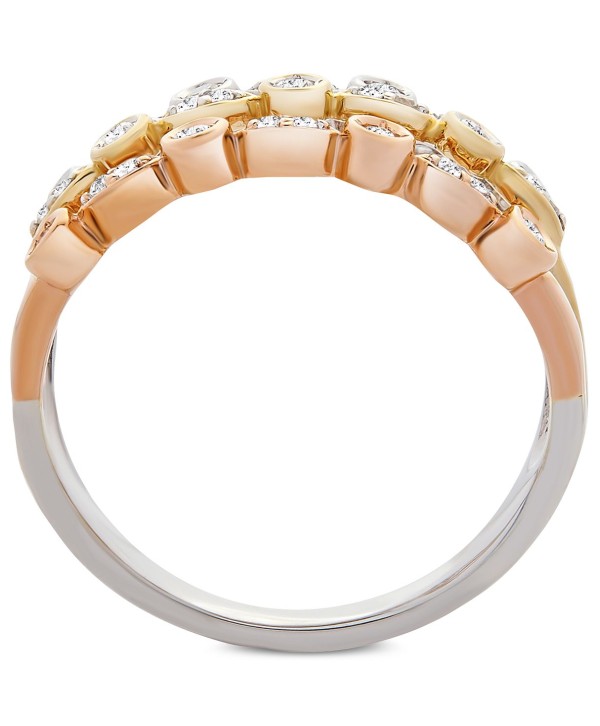 Diamond Tricolor Triple Band Ring (1/4 ct. t.w.) in 14k Gold, White & Rose Gold