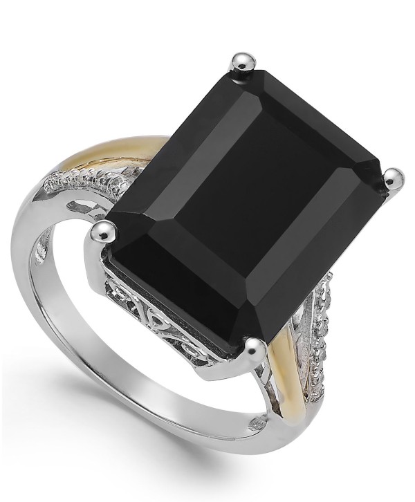 Onyx (10-1/2 ct. t.w.) and Diamond Accent Ring and 14k Gold