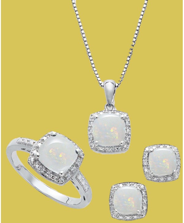 Jewelry Set, Opal (4-3/4 ct. t.w.) and Diamond Accent Necklace, Earrings and Ring Set