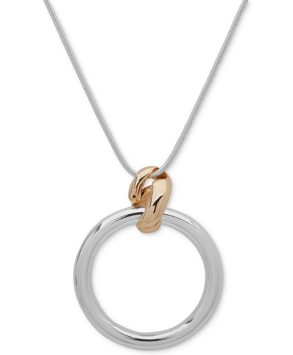 Two-Tone Knotted Circle Pendant Necklace, 30