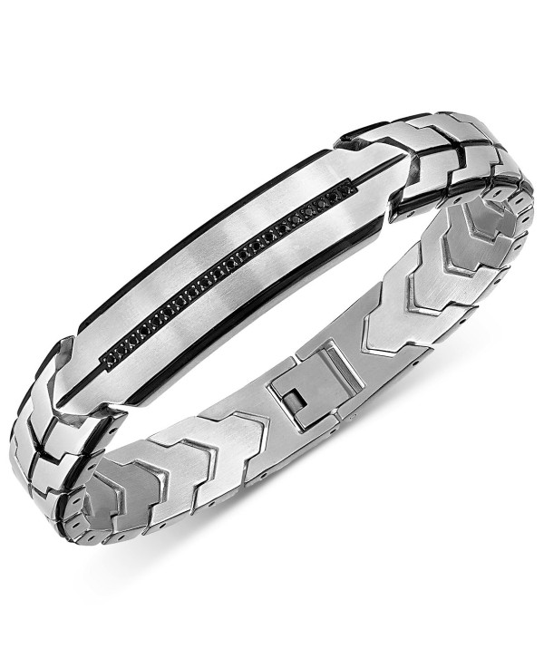 Black Diamond Chevron Link Bracelet (1/4 ct. t.w.) in Stainless Steel