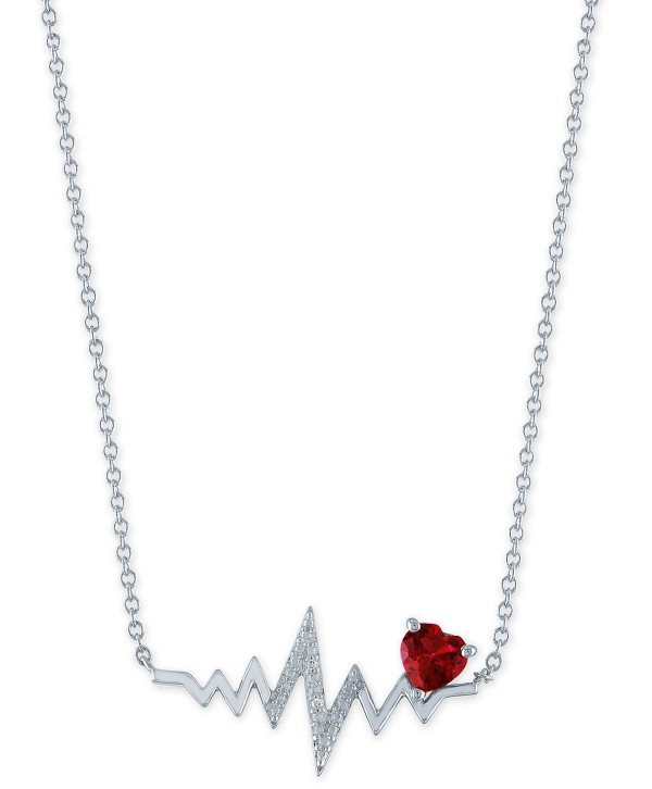 Diamond Accent Heartbeat Pendant Necklace