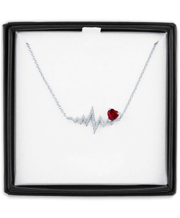 Diamond Accent Heartbeat Pendant Necklace