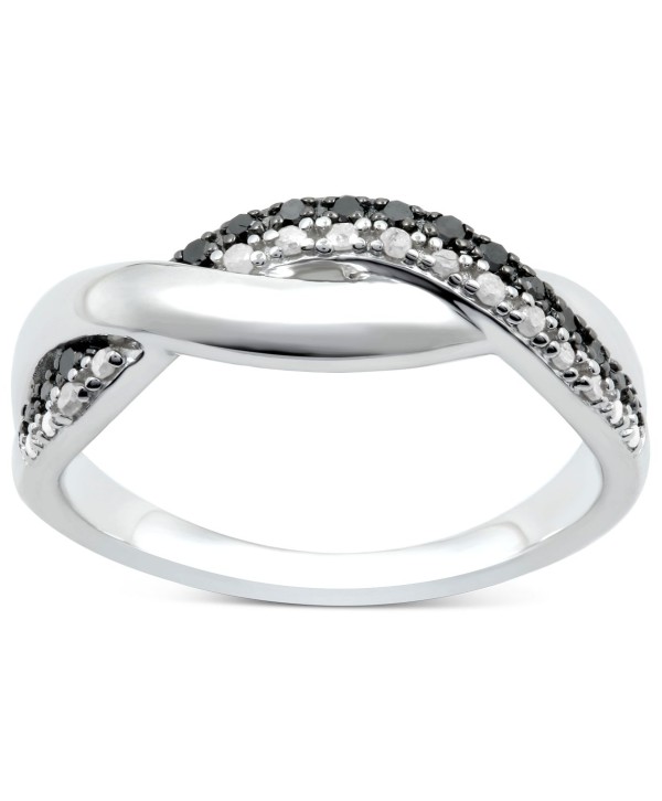 Black Diamond (1/10 ct. t.w.) & White Diamond (1/0 ct. t.w.) Twist Ring