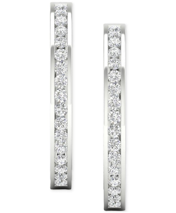 Diamond Medium Hoop Earrings (1ct. t.w.) in Rhodium-Plated Sterling Silver, 1.12