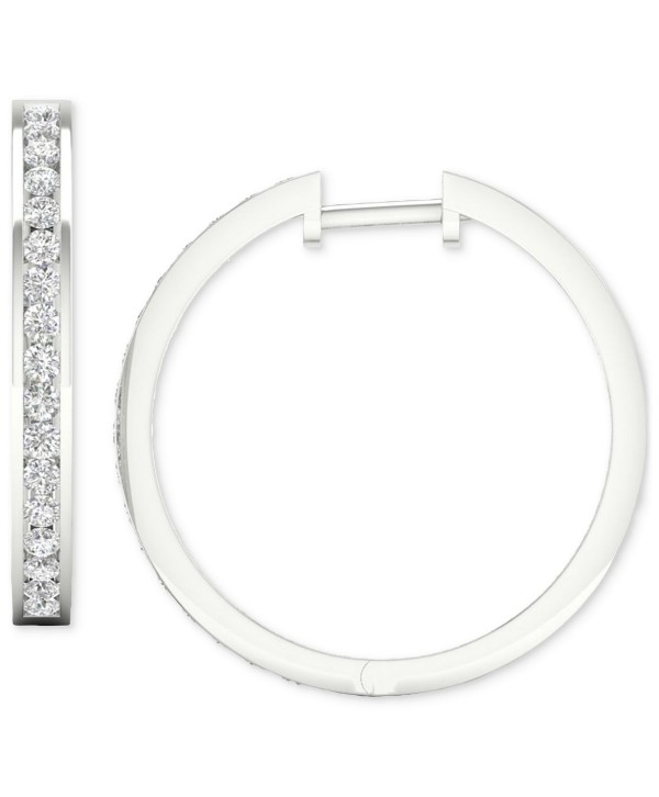 Diamond Medium Hoop Earrings (1ct. t.w.) in Rhodium-Plated Sterling Silver, 1.12