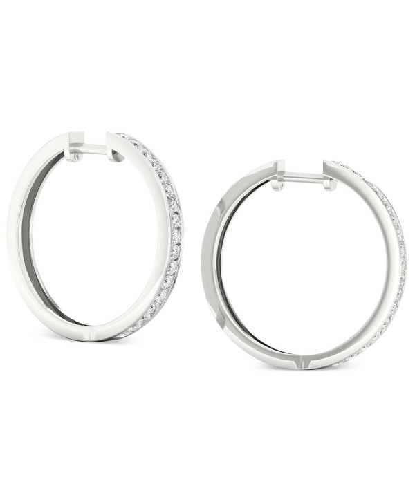 Diamond Medium Hoop Earrings (1ct. t.w.) in Rhodium-Plated Sterling Silver, 1.12