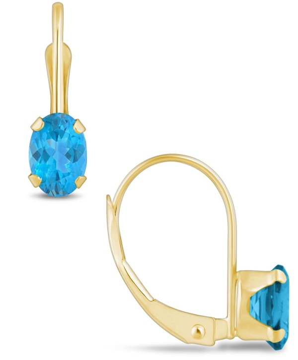 Gemstone Leverback Earrings in 10K Yellow Gold