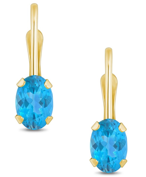 Gemstone Leverback Earrings in 10K Yellow Gold