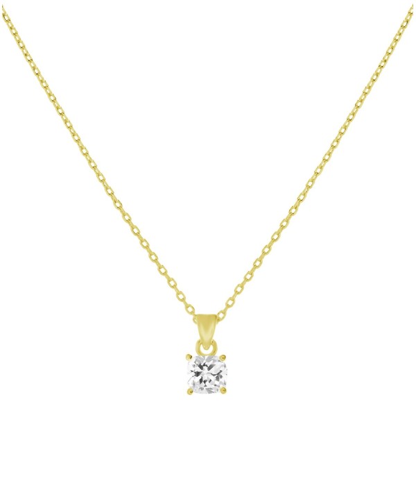 Cubic Zirconia Solitaire Pendant Necklace, 16