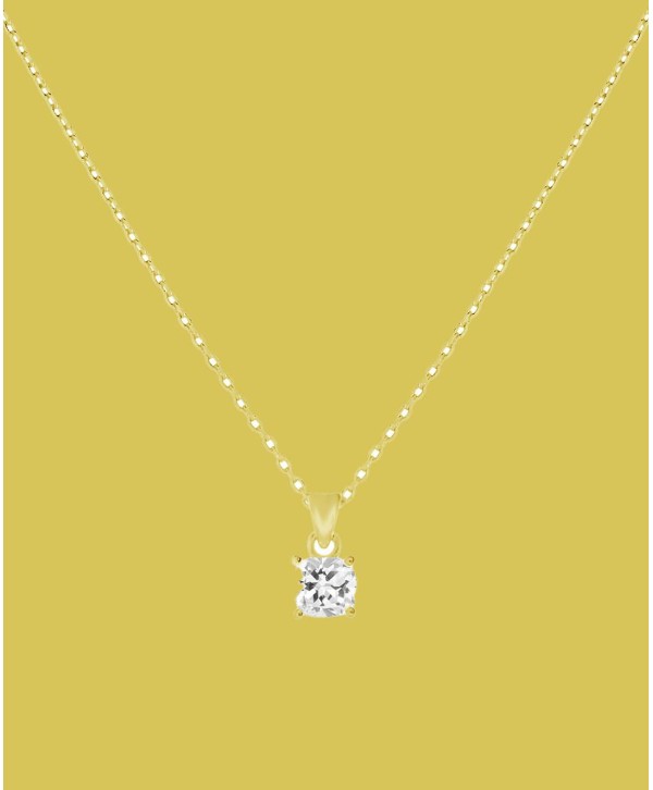 Cubic Zirconia Solitaire Pendant Necklace, 16