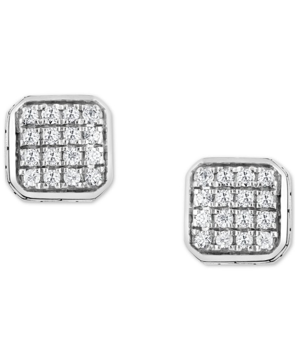 Men's White Sapphire Square Cluster Stud Earrings (5/8 ct. t.w.)