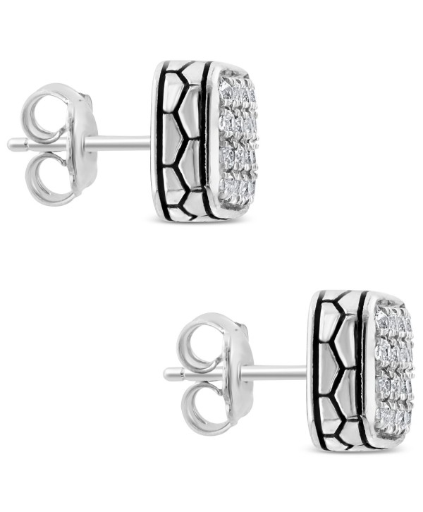 Men's White Sapphire Square Cluster Stud Earrings (5/8 ct. t.w.)