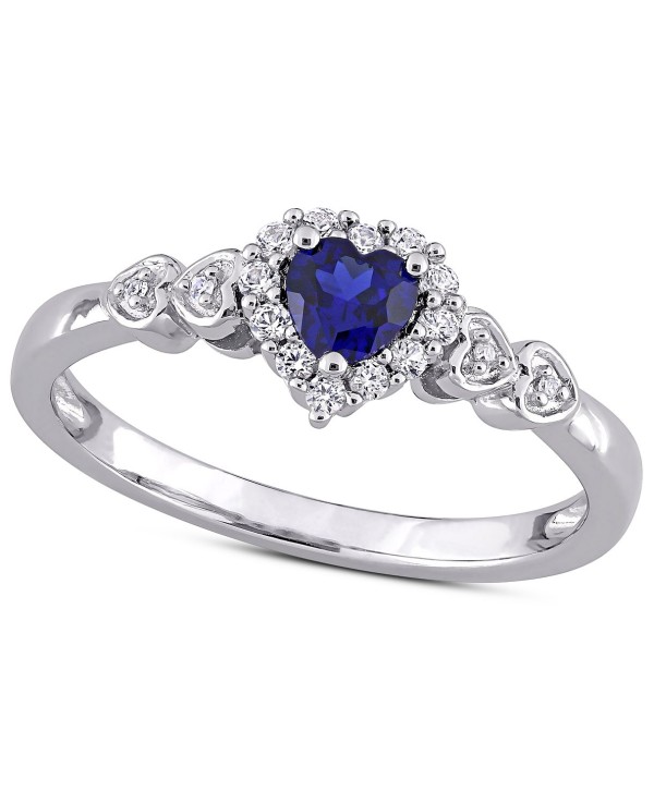 Blue Sapphire (1/4 ct. t.w.),  White Sapphire (1/8 ct. t.w.), & Diamond Accent Heart Ring