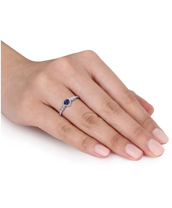 Blue Sapphire (1/4 ct. t.w.),  White Sapphire (1/8 ct. t.w.), & Diamond Accent Heart Ring