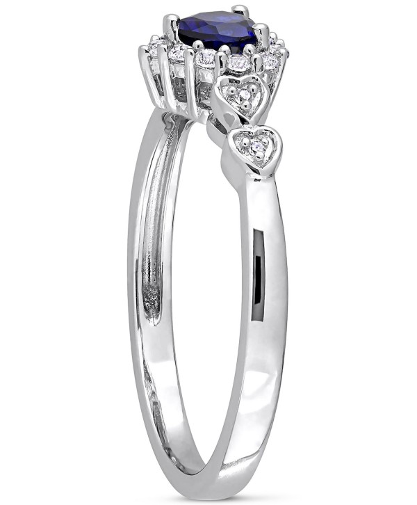 Blue Sapphire (1/4 ct. t.w.),  White Sapphire (1/8 ct. t.w.), & Diamond Accent Heart Ring