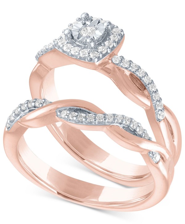 Diamond Bridal Set (1/4 ct. t.w.) in 14k Rose Gold Over